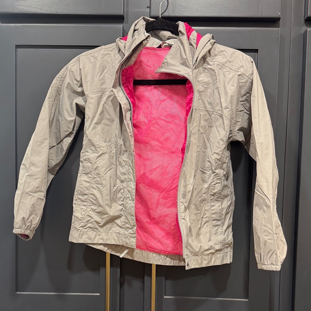 The North Face Kids Tan and Pink Raincoat